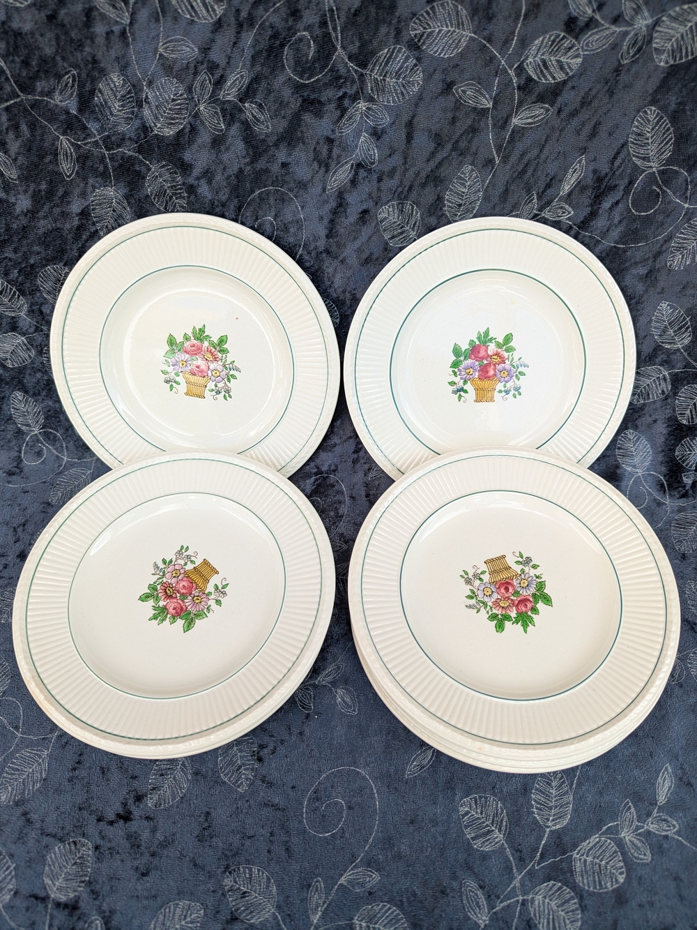 8 Wedgwood Belmar Salad Plates Floral Basket Cottage Etruria England 6.5 Inch